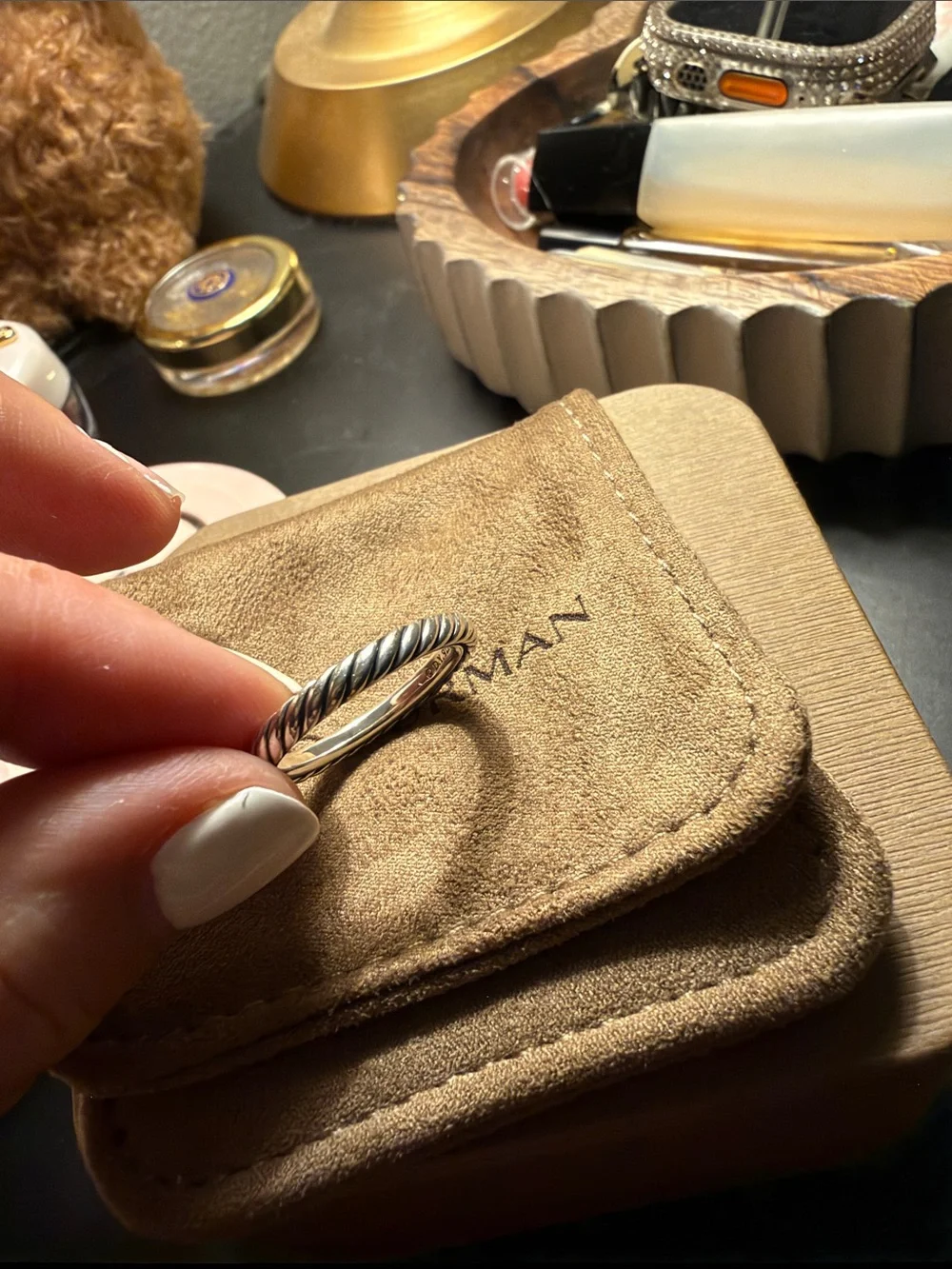 David Yurman Silver Twisted Cable ring size 7 used